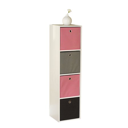 TMS Utility Kids Bookshelf  4-Tier with Fabric Bins  Multiple Colors