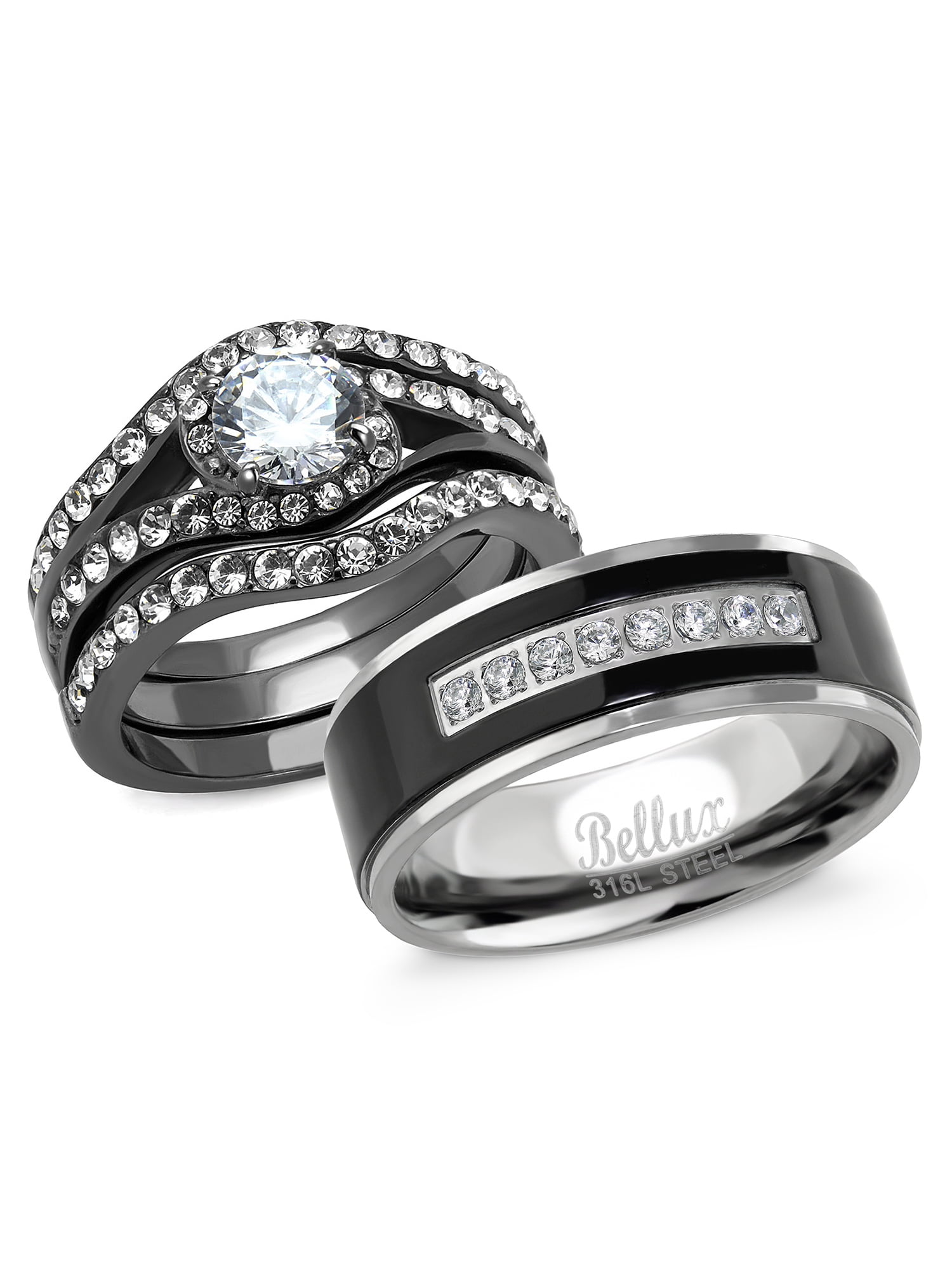 Bellux Style Couples Wedding  Rings  Set for Him  and Her  1 