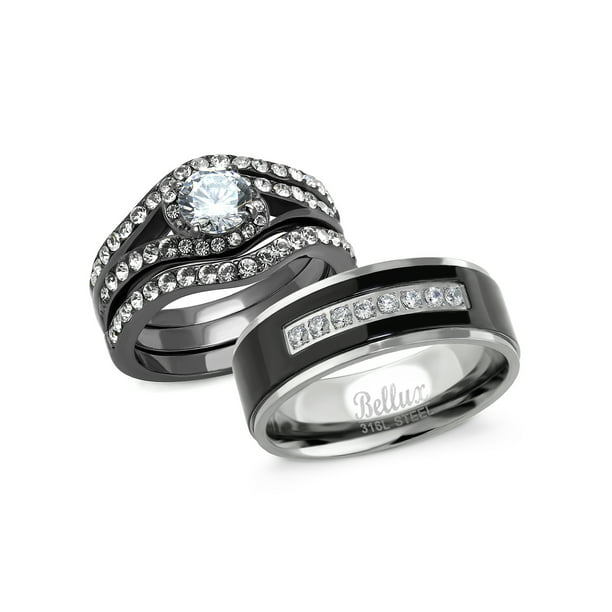 Bellux Style Couples Wedding  Rings  Set for Him  and Her  1 