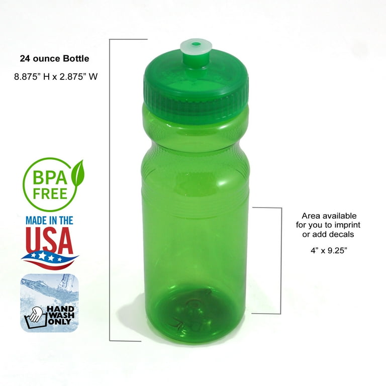 Rolling Sands BPA-Free 24 Fluid Ounce Clear Sports Water Bottles, Bulk 100  Pack, Made in USA