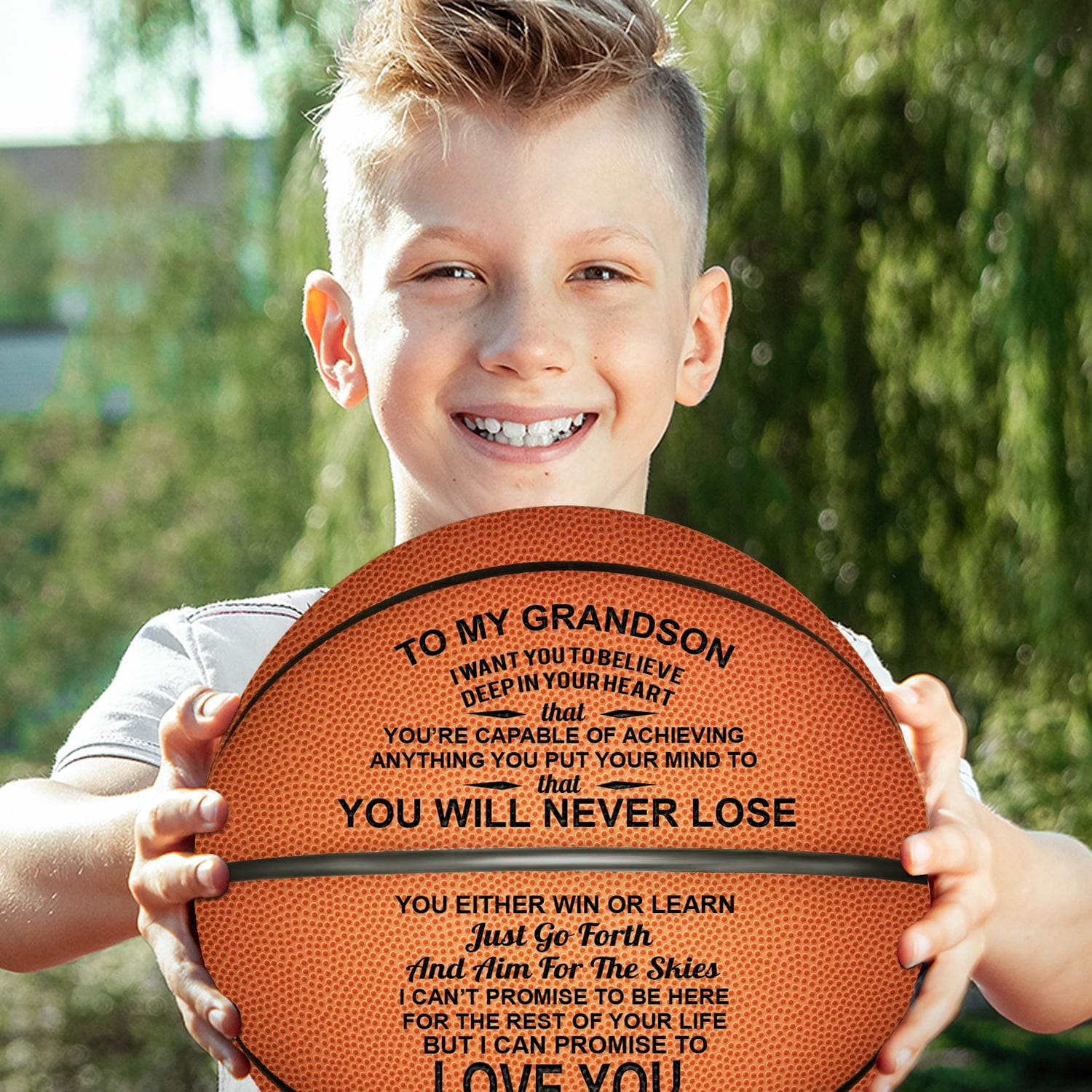 KW Personalized Letter Basketball For Grandson, Basketball Indoor/Outdoor Game Ball, Birthday Christmas Gift For Grandson From Grandparent