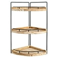 thumbnail image 3 of 3-Tier Acacia Wood Bathroom Corner Shelf - Metal Frame Space Saving Storage Organizer for Countertop, Rustic Stable Bathroom Decor, 3 of 6