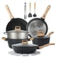 thumbnail image 1 of Juego de ollas y sartenes de 16 piezas Juego de utensilios de cocina antiadherentes con juego de cocina (negro, 16 piezas), 1 of 5
