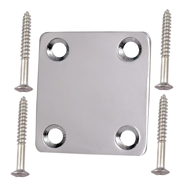 Tornillo para placa de mástil de guitarra eléctrica con placa de mástil cromada para bajo Plata