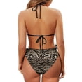 thumbnail image 6 of chaqlin Women's Halter Neck Two Piece Bikini Set - Leopard Zebra Mixed Animal Print - Sexy Tie Side Swimsuit for Beach Vacation & Pool Party, 6 of 9