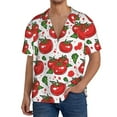thumbnail image 7 of Lsque Hand Drawn Tomatoes print Men's Cuban Collar Short Sleeve Shirt Summer Beachwear Casual Button Down Fashionable Vacation Leisure Shirt-3X-Large, 7 of 7