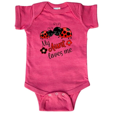 

Inktastic My Aunt Loves Me with Cute Ladybugs Gift Baby Boy or Baby Girl Bodysuit