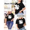 thumbnail image 4 of XCHQRTI Lucky Leaf Clover Women Shirt Plus Size T-Shirt St. Patrick's Day Graphic Top Oversized O Neck Tee, 4 of 9