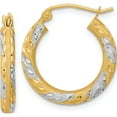thumbnail image 1 of 14K Yellow & Rhodium White Diamond-Cut Satin Hoop Earrings (21.65 X 19.92) Made In Peru tf1055, 1 of 5