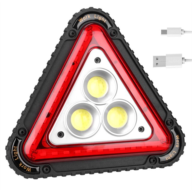 Wosthever Lámpara de trabajo COB, alarma de seguridad, función de carga USB profesional, lámparas de trabajo LED triangulares para interiores Ropa Deportiva, Zapatos