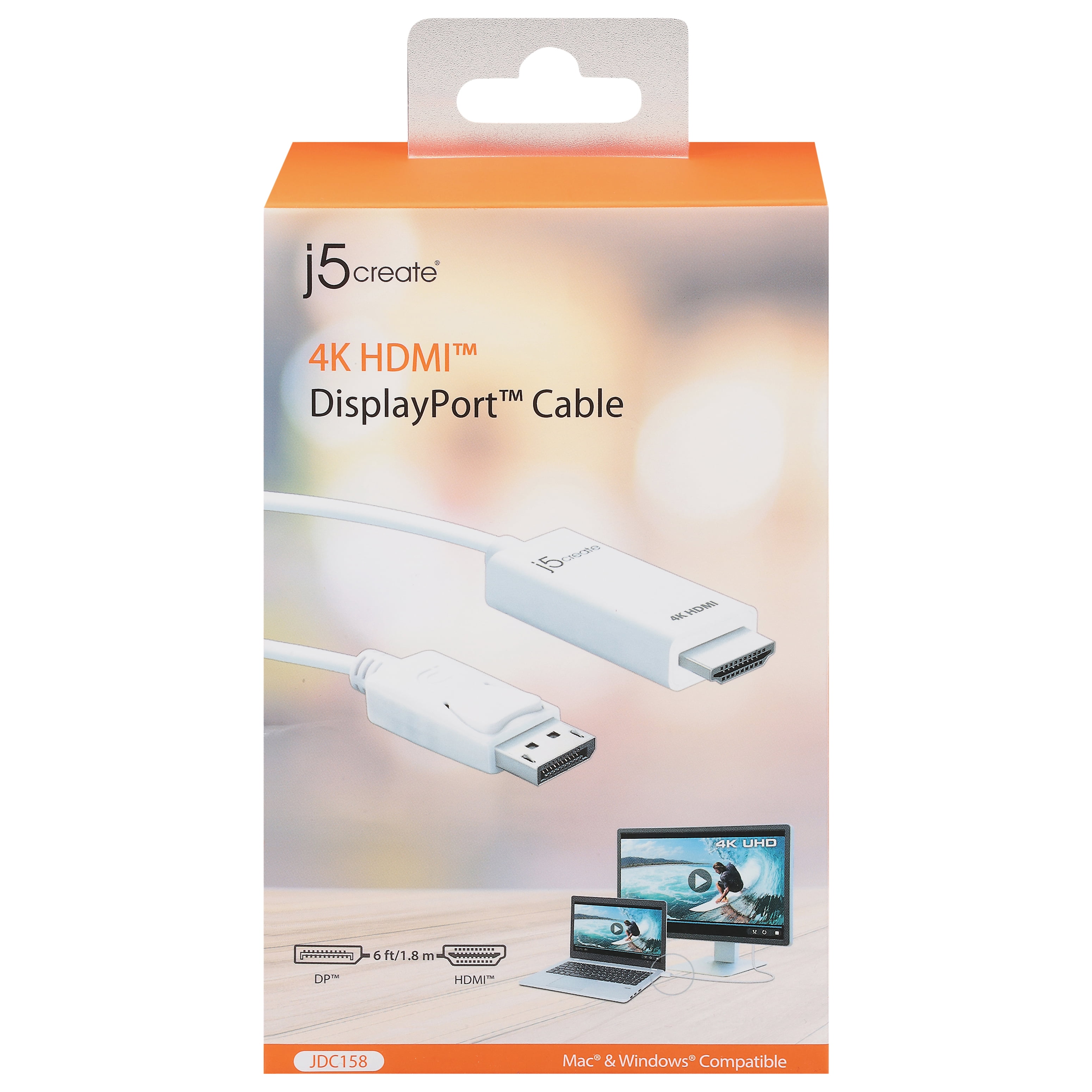 j5create - 6' DisplayPort-to-HDMI Cable - White