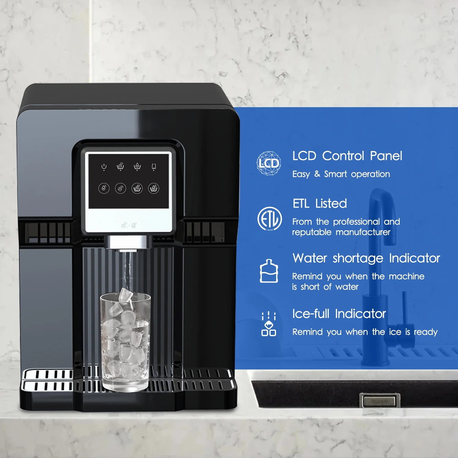 IKT Countertop Bottleless Water and Ice Dispenser with Water Line 18 lbs Daily Capacity (NO HOT Water NO Filter)