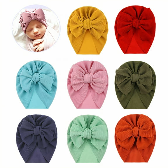 TELOLY 8Pcs Baby Hats,Stylish Design Newborn Hats,Lovely Feminine Charm Kids Beanie,Multicolor1