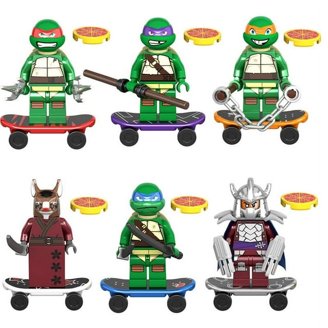 Teenage Mutant Ninja Turtles with Skateboard Stickers Children's Educational Building Blocks Doll Toy