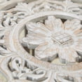 thumbnail image 5 of DecMode 33" x 18" Light Gray Wood Handmade Intricately Carved Floral Coffee Table with Hollow Interior, 1-Piece, 5 of 13