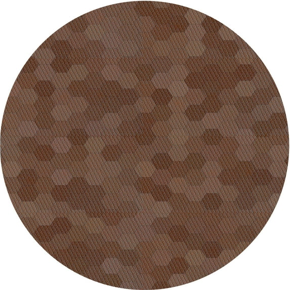 Ahgly Company Machine Washable Indoor Round Transitional Red Brown Area Rugs, 5' Round
