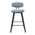 thumbnail image 3 of Fox Modern Swivel Counter Height Bar Stool with Speckled Blue Upholstered Seat and Black Brushed Wood Frame, 3 of 5