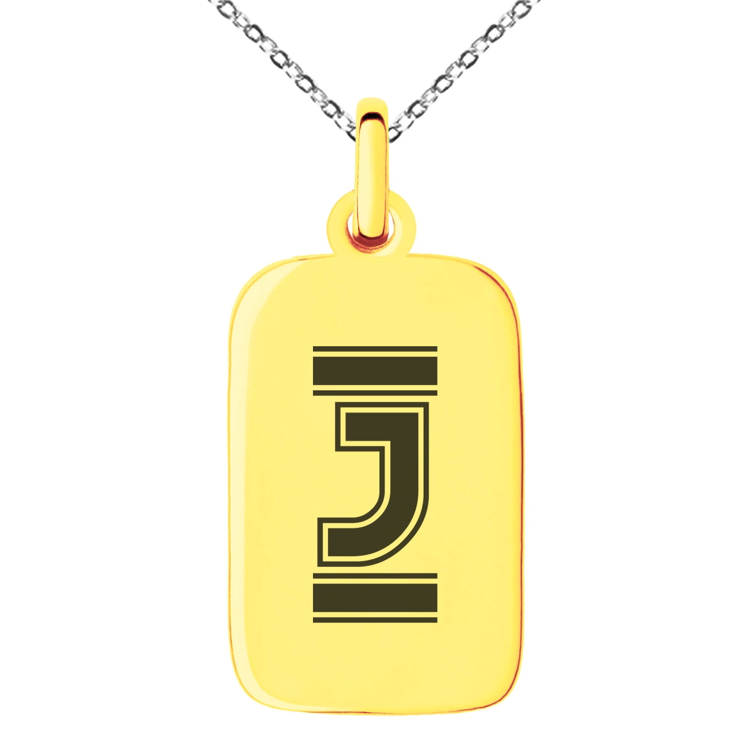 Stainless Steel Letter J Initial Empire Monogram Engraved Small