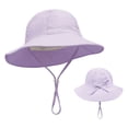thumbnail image 3 of THDHVS Toddler Hat,Solid Color Cotton Bucket Hat with Bow Tie Breathable UPF Sun Protection Adjustable Strap Hat for Toddlers,Sun Hat Purple 2-3 Years, 3 of 9