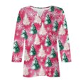 thumbnail image 5 of Puntoco Blusa informal de cuello redondo con mangas 3/4 cortas y estampado a la moda para mujer, 5 of 5