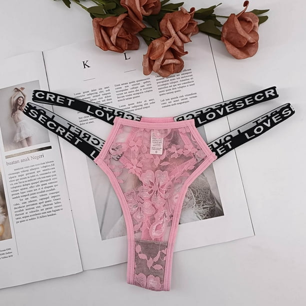 BEFOKA Womens Underwear Women Sexy Fashion High Waist Breathable Soft  Stretch Underwear Panties Lace Briefs Pink L 