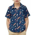 thumbnail image 2 of MKOSPLRT Stars Stripes Kids Shirts 2-15 Years Short Sleeve Button Down Shirts Funny American Flag Shirts Casual Summer Beach Tees, 2 of 9