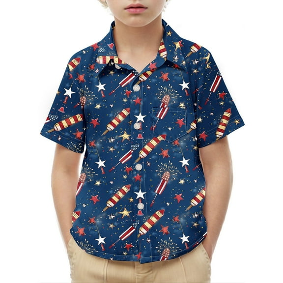 ZACPNCV Boys 4th of July Shirts Kids Flag T-Shirt Girls Patriotic Short Sleeve Tees Cotton Top Clothes Independence Day Clothes Multicolor 2-3 Years