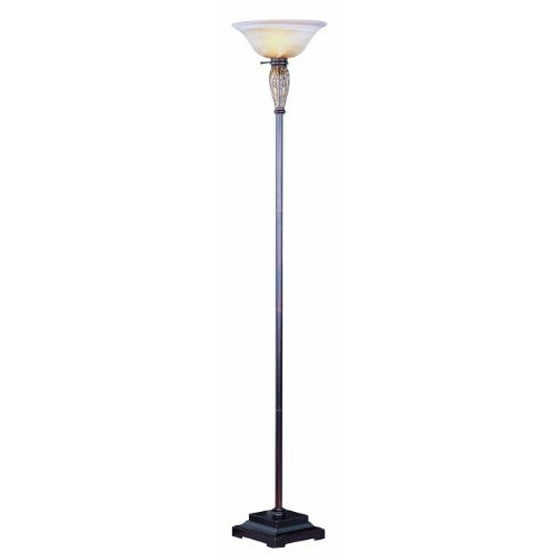 Park Madison Lighting Pmf 2101 20 Incandescent Torchiere Floor Lamp With Frosted Glass Shade In Antique Bronze Gold Accent Finish 70 Tall