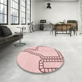 thumbnail image 4 of Ahgly Company Machine Washable Indoor Round Transitional Pink Bubble Gum Pink Area Rugs, 6' Round, 4 of 7