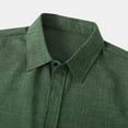 thumbnail image 5 of WREESH Men's Casual Cotton Linen Solid Turndown Short Sleeve Button Up Shirt Hawaii Shirt Green, 5 of 9