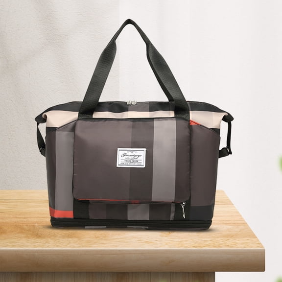 Foldable Travel Duffel Bag 40x34x20cm Lightweight Nylon Carry On Tote with Luggage Sleeve, Water-Resistant Weekender for Women, Gym Sports Overnight