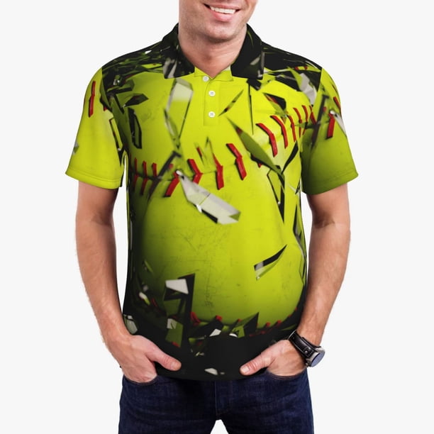 Balery Ball Camisa Polo de Hombre con Estampado, de Manga Corta y Tejido Medio, Camisa Tipo Golf Polo-Large