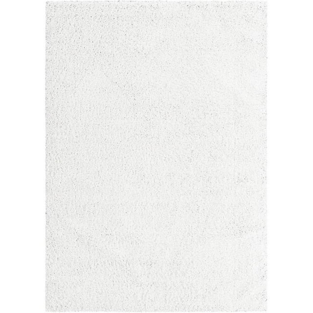 Unique Loom Everyday Shag Plush Area Rug 7' x 10' Rectangle in Snow White
