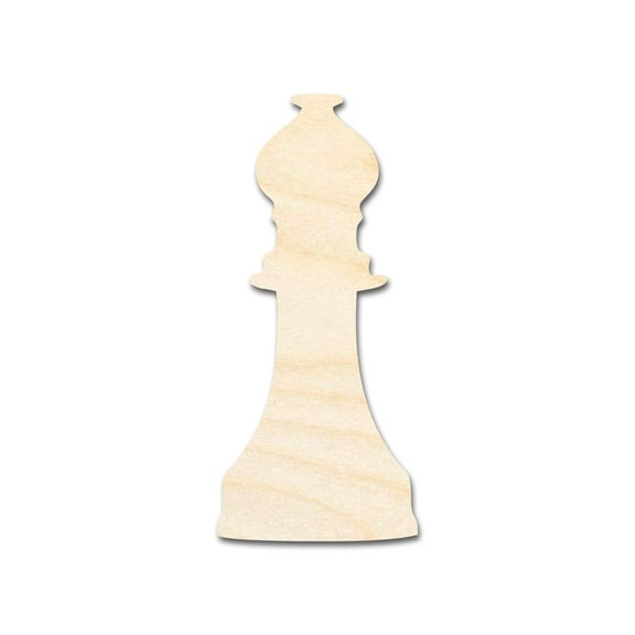 Unfinished Wood Bishop Chess Piece Shape 4" / 1/2"