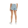 thumbnail image 2 of BLANK NYC Womens Blue Denim Zippered Distressed Pocketed Button Closure Frayed High Waist Shorts 24, 2 of 2