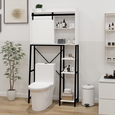 Furnideco Over The Toilet Storage Cabinet - 32.3" Wide Farmhouse Style With Barn Doors