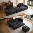 thumbnail image 7 of 109.5" Modular Sectional Sofa with Ottoman — Convertible Sleeper Sofa, Compressed No-Frame Loveseat for Small Spaces & Apartments, No Assembly Required(Corduroy, Black), 7 of 7