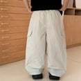 thumbnail image 4 of OSOLU Toddler Child Parachute Pants Wide Leg Overalls Retro Solid Color Fashion Jogging Pants Hop Dance Streetwear With Pockets (3 12 Years Old) Leisure Dailywear, 6-8 Years, 4 of 5