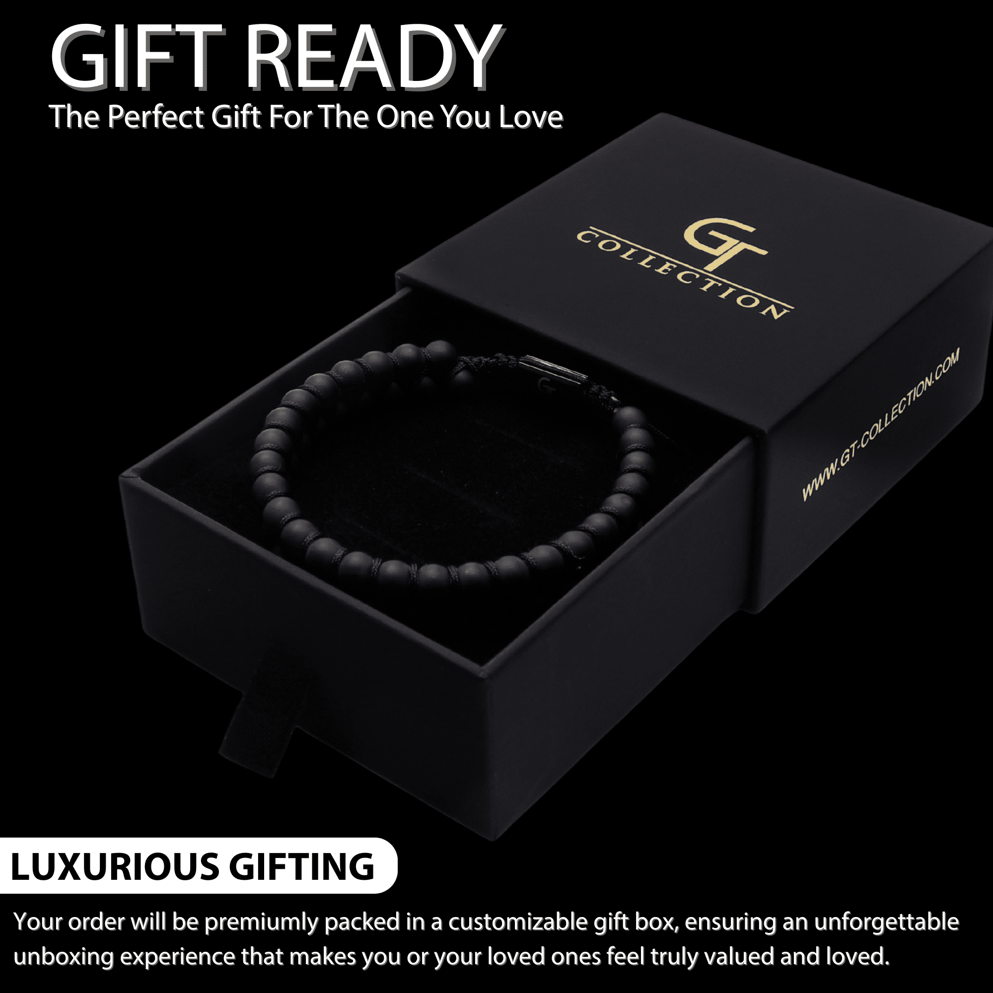Men's BLACK ONYX Double Bead Bracelet | Gift for Men | One Size Fits All | 100% Natural | Gemstone Adjustable Bracelet