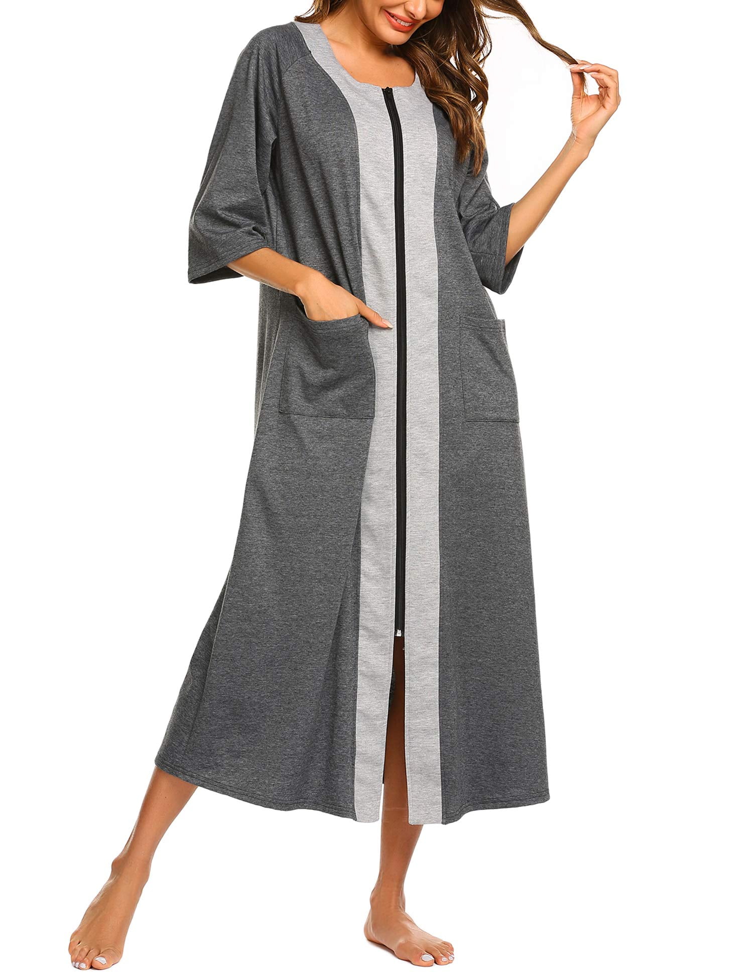 zipped bathrobe