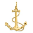 thumbnail image 4 of 14K Two Tone Gold 3-Dimensional Textured Polished Finish Anchor with white Rope design and Shackle Bail Large Charm Pendant, 4 of 5