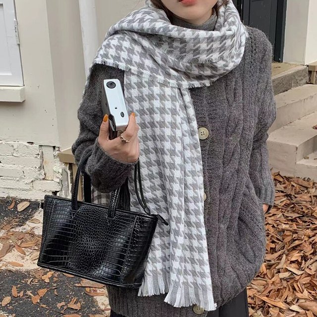 Bufanda de imitación de cachemir para Mujer, chal de pata de gallo, Pashmina, Estilo Vintage, Invierno Fivean unisex