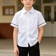 thumbnail image 3 of Ohufall Kids Boys Girls Shirts School Uniform White Tshirts Pocket Turndown Collar Button Comfy T Shirts 3-14 Years, 3 of 5