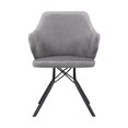 thumbnail image 2 of Darcie Contemporary Dining Chair in Black Powder Coated Finish with Grey Velvet and Black Brushed Wood Finish Back, 2 of 5