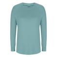 thumbnail image 3 of Sevevn Women'S Casual Solid Color Round Neck Long Sleeved Tops Light Blue XXL Christmas Gift, 3 of 6