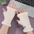 thumbnail image 3 of Windproof Gloves Winter Half Finger Gloves Plush Fabric Soft Warm Korean Style Windproof Cold proof Velvet Anti slip 1 Pair Women Winter, 3 of 5