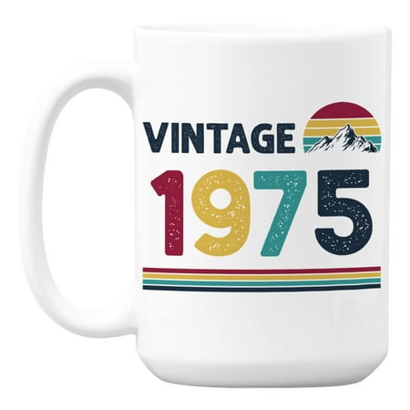 

Vintage 1975 feat Retro Sunset with Mountain Birth Year Coffee & Tea Mug (15oz)