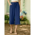 thumbnail image 2 of Cueply Capri Pants for Women Casual Loose Cropped Pants Summer Wide Leg Palazzo Capris with Drawstring Pockets, 2 of 7