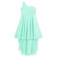 thumbnail image 3 of YIZYIF Girls One Shoulder High-Low Bridesmaid Dress Chiffon Rhinestones Cocktail Evening Birthday Party Dress Mint Green 6, 3 of 5