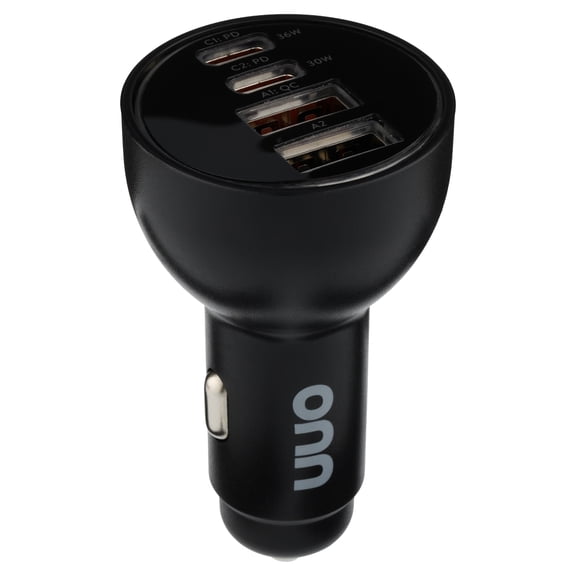 onn 4-Port Fast Charger Dual USB-C and Dual USB Car Charger